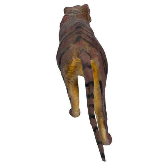 Vintage Tiger Figurine Leather Wrapped Animal Sculpture MCM Mid-Century Modern - Picture 4 of 9